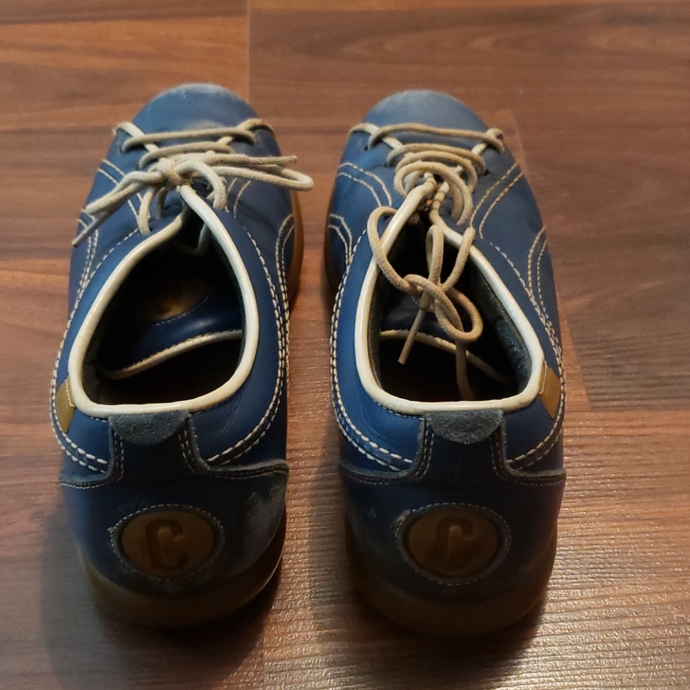 A pair of blue shoes